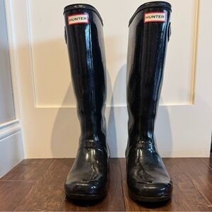 Hunter Women’s Tall Glossy Black Boots